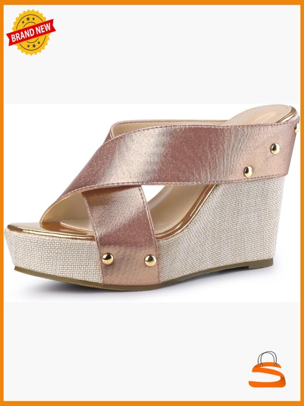 Open Toe Platform Linen Slide Wedge Sandals Padded Insole
